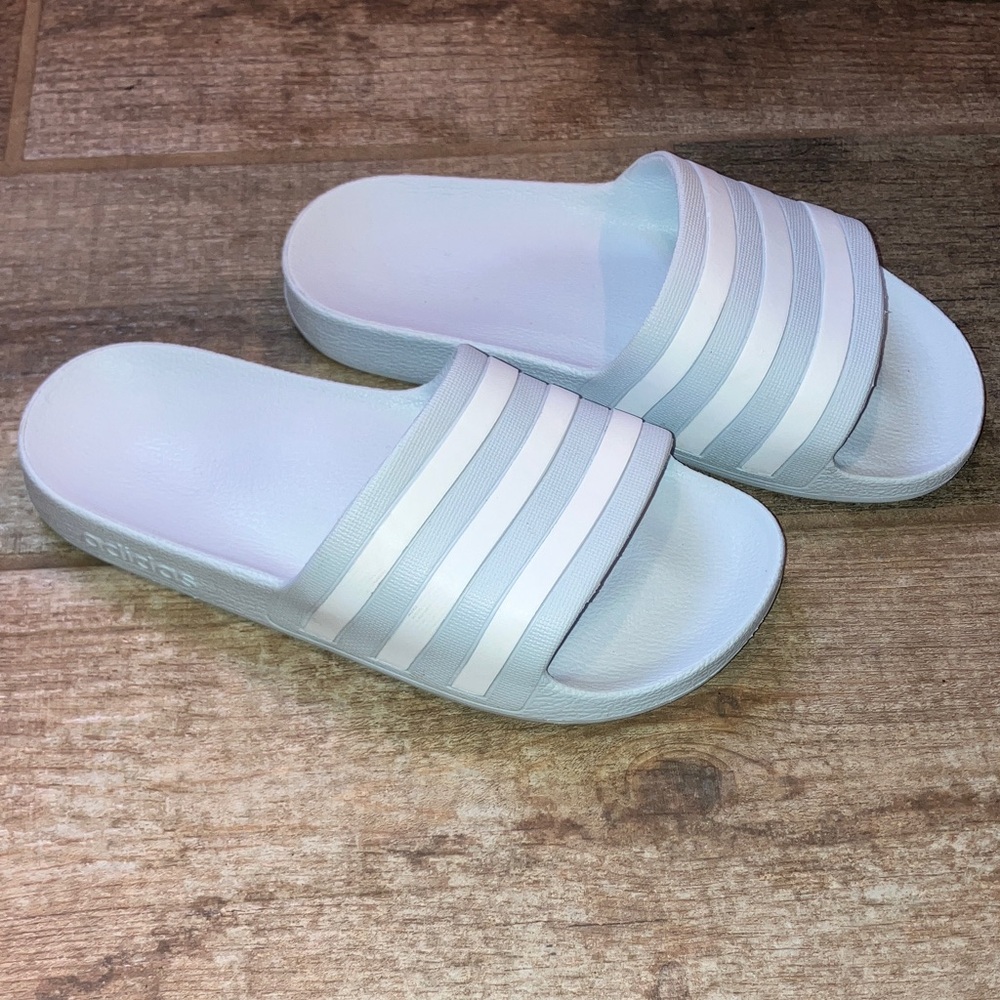 Adidas Adilette Triple White  Kids Shower Locker Slides Water Sandals